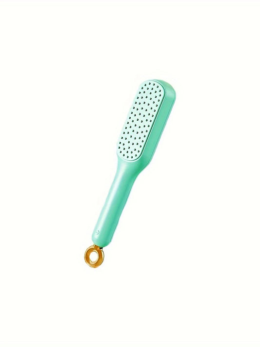 1Pc Self-Cleaning Anti-Static Hair Comb with Retractable Design and Massage Function for Effortless Styling